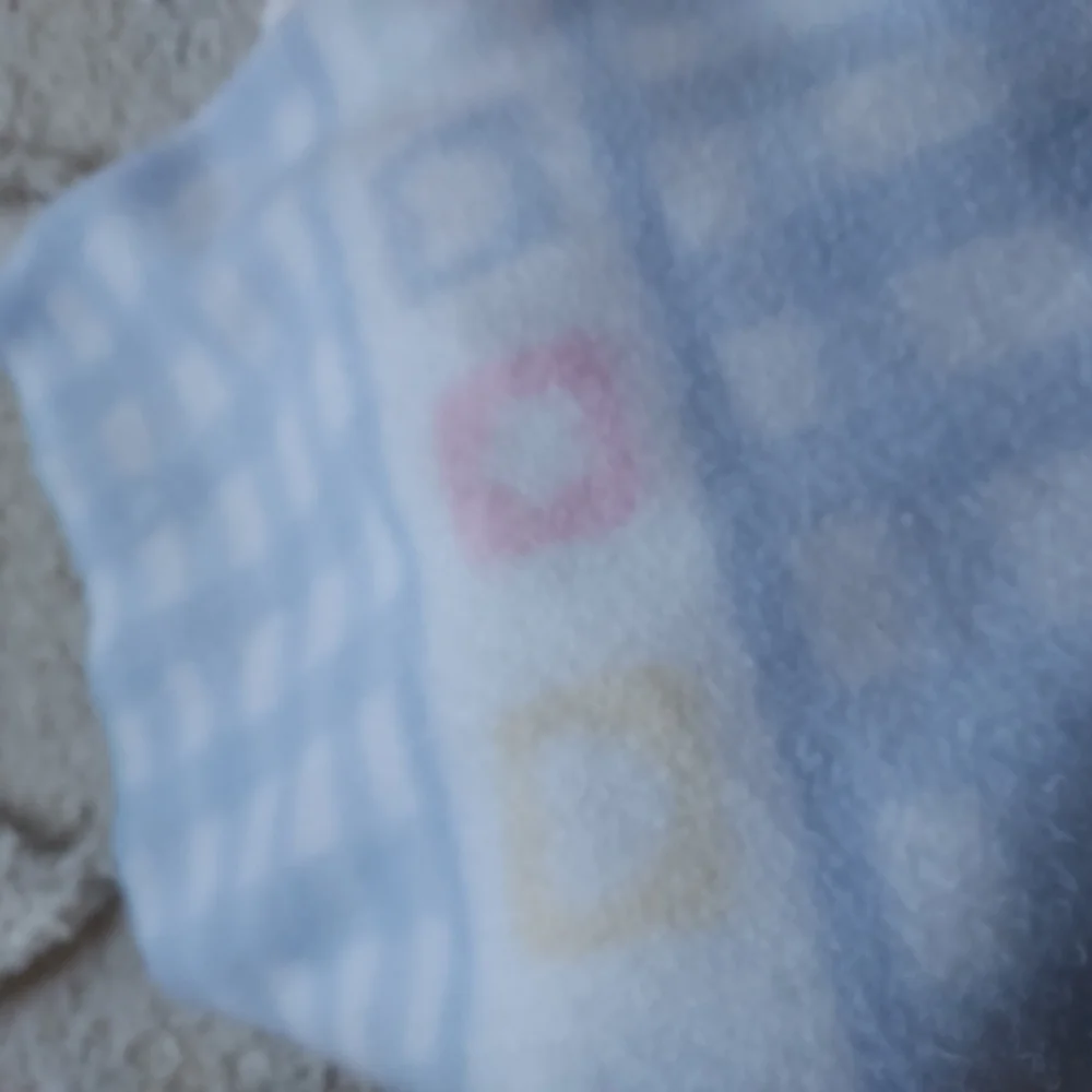 Checked Hearts Stars Baby Blanket Soft Blue Snuggly Cozy 34x42 Lovey Crib Size